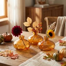 Product Mini Glass Vases Round and Flat in Orange Ø9cm Set of 6