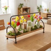 Product Oval Wooden Decorative Tray with Metal Handle 49×18×26cm