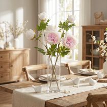 Product Decoration Peonies Pink 3 Flowers Long Stem L80cm 2pcs