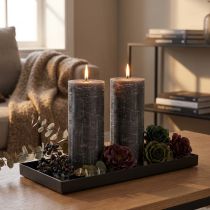Product Elegant anthracite pillar candles 85x200mm - Rustic design, long burning time, set of 2 for stylish decoration