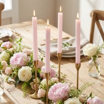 Product Pale Pink Taper Candles, Fully Coloured, 22×240mm, Pack of 12