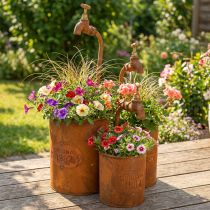 Product Planter patina Deko Metal With Tap H25/37/43cm Set of 3 pcs