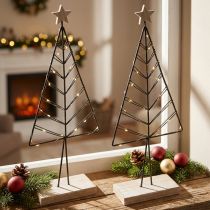 Product Mini Christmas tree metal wood black natural 28cm 2pcs
