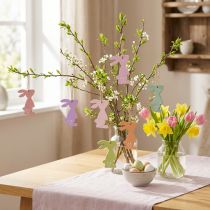 Product Easter bunny decoration hanging decoration wood Easter decoration pastel 10cm 10pcs