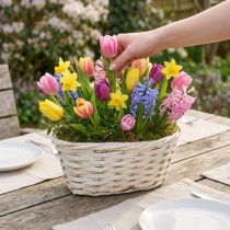 Product Whitewashed Wicker Basket with Plant Liner 29×18×14cm