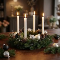 Product Mini Christmas ball, tree decoration mix, Advent decoration black/silver/mother of pearl H4.5cm Ø4cm real glass 24 pcs
