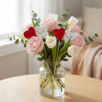 Product Plug double heart red, white 8cm x 5cm 12pcs