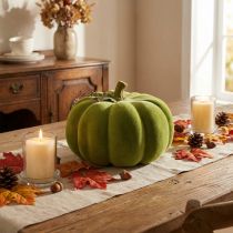 Product Decorative pumpkin flocked moss green 32cm