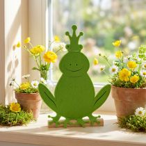 Product Frog prince felt wood green 20cm x 27.5cm summer decoration