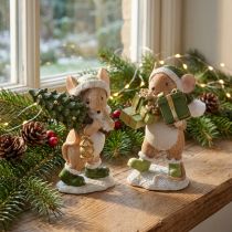 Product Christmas mice decoration mouse green brown H8cm 2 pcs