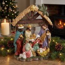 Product Christmas crib with figures Nativity scene Christmas 15.5×7×20cm