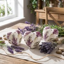 Product Heart Decoration Ceramic Decoration Lavender Table Decoration Stoneware 8.5cm 3pcs