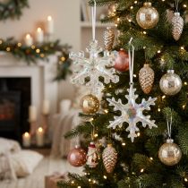 Product Decorative Snowflakes, Winter Decoration, Iridescent, Ø14–15cm, 2 pieces