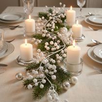 Product Snowball garland winter decoration white glitter L125cm