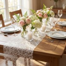 Product Deco fleece Sizoweb table runner white 30cm 5m