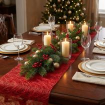 Product Deco fleece table runner Sizoweb Red 30cm 25m