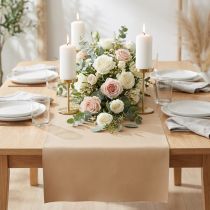 Product Faux leather beige decorative fabric leather table runner 33cm×1.35m