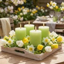 Product Lime Green Dyed Pillar Candles 70×80mm 4-Pack - Atmospheric Decoration &amp; Light