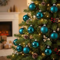 Product Christmas bauble, matte and glossy, festive Christmas tree ornament, 6cm, 24 pieces
