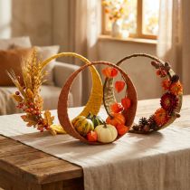 Product Decorative ring jute ring wide loop yellow ochre brown Ø30cm 3pcs