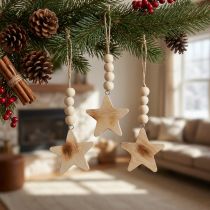 Product Wooden star decoration decorative hanger wood star decoration burned 8×8×1cm