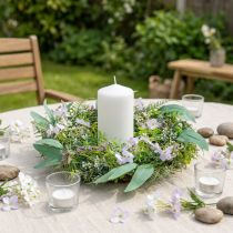 Product Decorative wreath eucalyptus, fern, flowers Artificial wreath table wreath