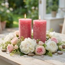 Product Pink pillar candles, dyed throughout, long burning, 85x150mm, set of 2 – perfect for decoration &amp; gift