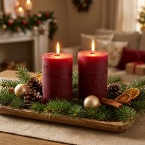 Product Solid-colored candles dark red 85x120mm 2 pcs