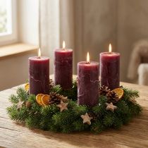 Product Solid colored candles burgundy 50x100mm 4pcs