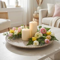 Product Decorative plate round white brown grooves table decoration Ø35cm H3cm