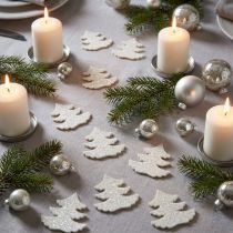 Product Scatter decoration Christmas tree white glitter 4 cm 72 pcs