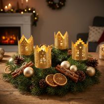 Product Candle holder city gold tealight holder metal Ø6.5cm 4pcs