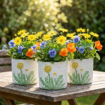 Product Planter concrete dandelion summer decoration flower pot Ø12.5cm H11cm 3pcs