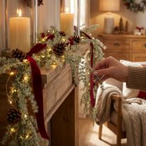 Product Artificial Garland Frosted Larch Decoration White Grey 170cm