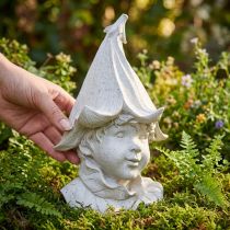 Product Decorative gnome head figurine for stylish garden and living room accents, grey, 30cm