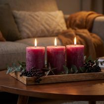 Product Solid-colored pillar candles, purple berry, 60x80mm, 4 pieces - decorative, long burning time, handmade