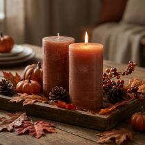 Product Set of 2 Caramel Brown Wax Pillar Candles, 85×150mm