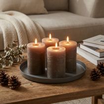 Product Brown pillar candles, solid color, 70x100mm, set of 4, rustic decoration
