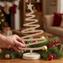 Product Mini Christmas tree, metal decoration, clay look, beige, H30cm