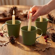 Product Candle holder vintage cup metal decoration green Ø9.5cm H8cm 3pcs