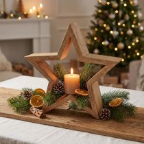 Product Star decoration wooden table decoration mango wood for standing natural Ø24cm