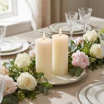 Product Elegant cream-white pillar candles for festive decoration, 85×200mm, set of 2