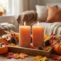 Product Solid coloured candles Orange Peach pillar candles 85×120mm 2pcs
