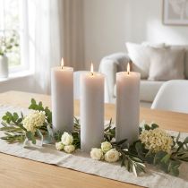 Product Taper candles, solid colored, light grey, 22×240mm, 12 pieces