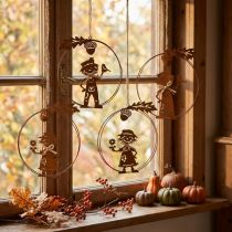 Product Decorative hanger rust autumn decoration decorative ring metal Ø13cm 4 pcs