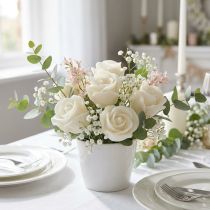Product Artificial roses cream wax roses decorative roses wax Ø6cm 18 pcs