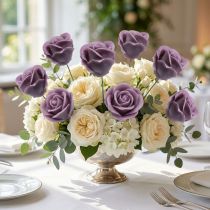 Product Artificial roses lilac wax roses decorative roses wax Ø6cm 18 pcs