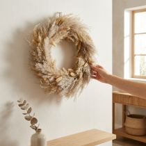 Product Dried flower wreath, pampas grass, lagurus, boho hanging decoration, natural decoration, wall wreath, Ø31cm