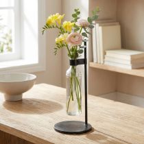 Product Decorative vase decorative bottle with metal stand black Ø16cm