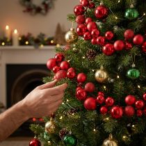 Product Red bauble garland 160cm Christmas decoration tree garland
